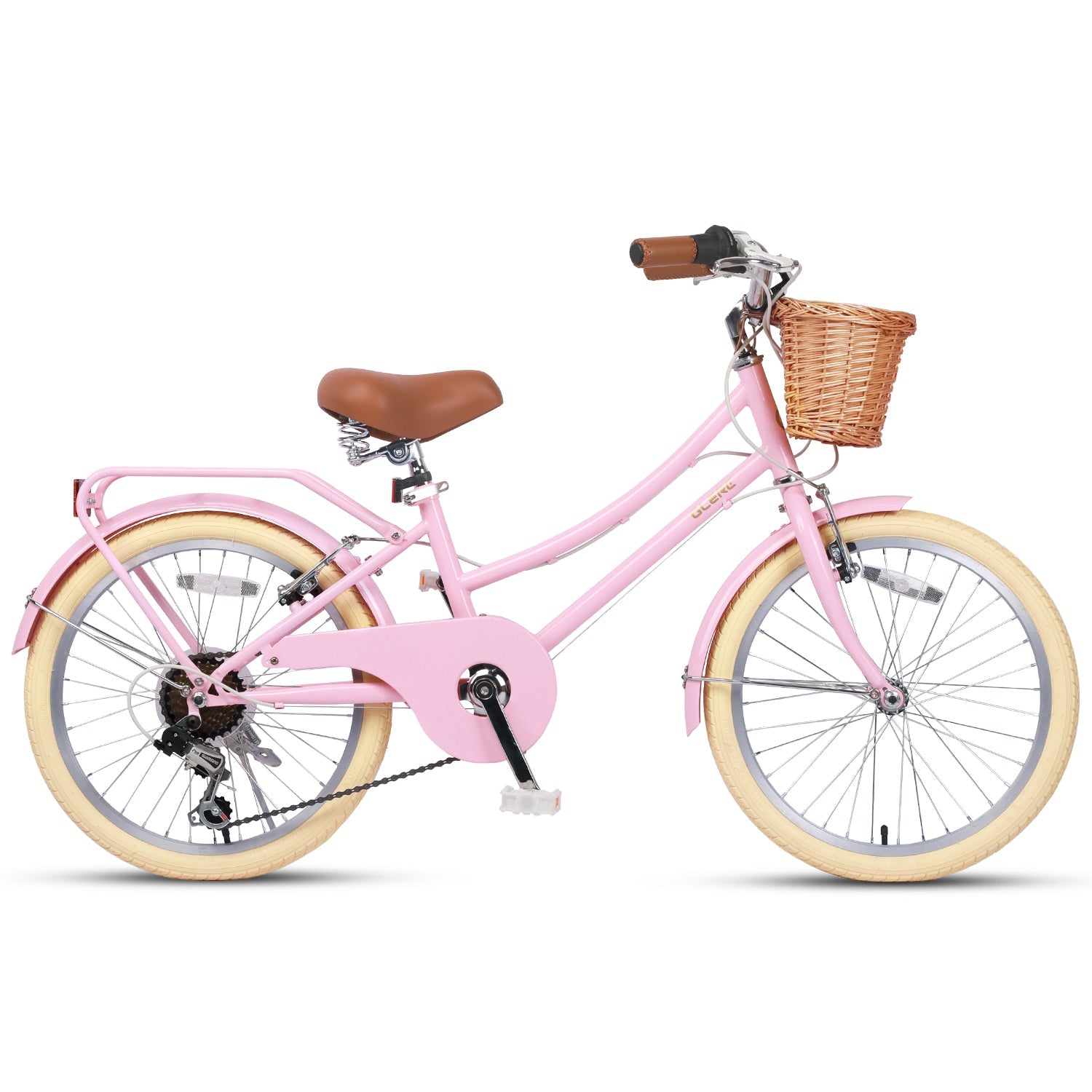Glerc 20 Inch Beach Cruiser Hybrid Kids Bike with Rear Rack - Missy