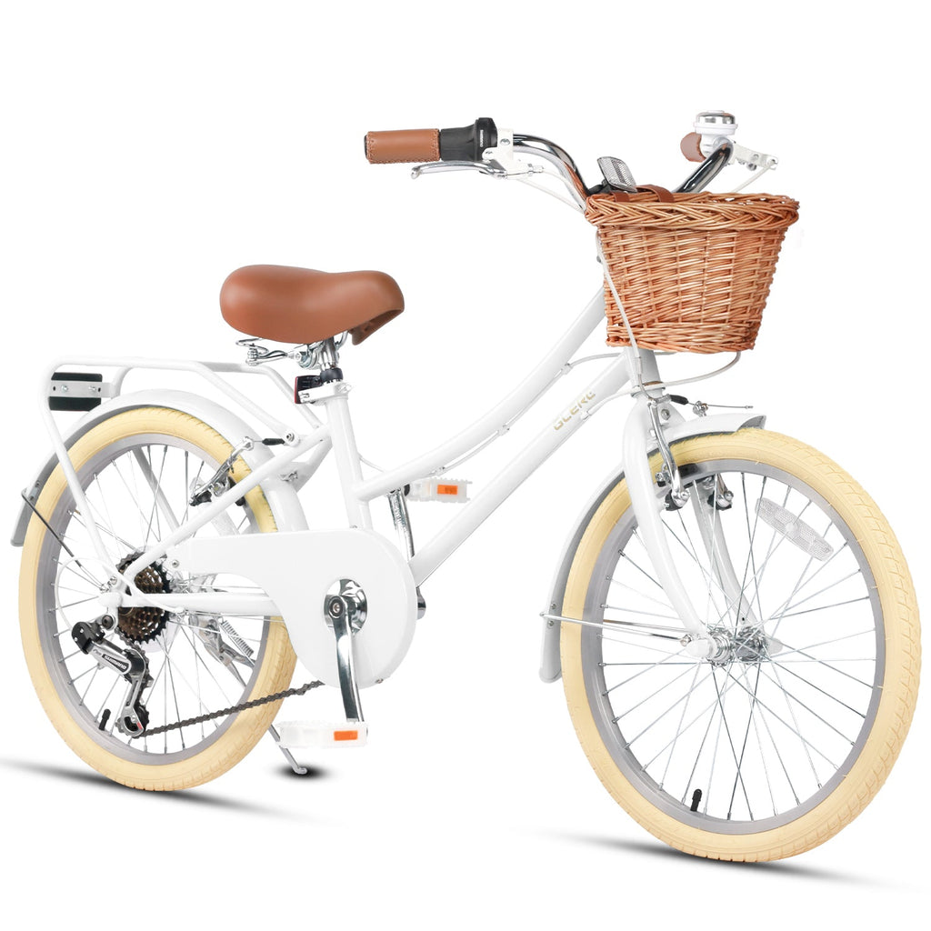 Glerc 20 Inch Beach Cruiser Hybrid Kids Bike with Rear Rack - Missy