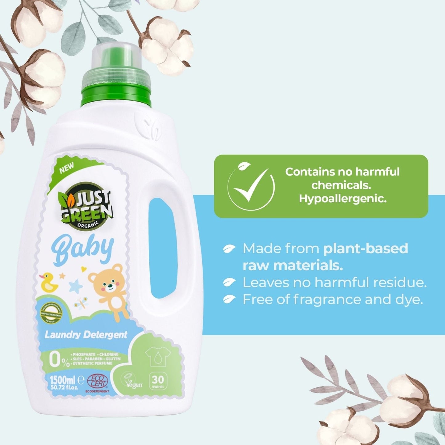 Just Green Organic Baby Laundry Liquid 1500ml