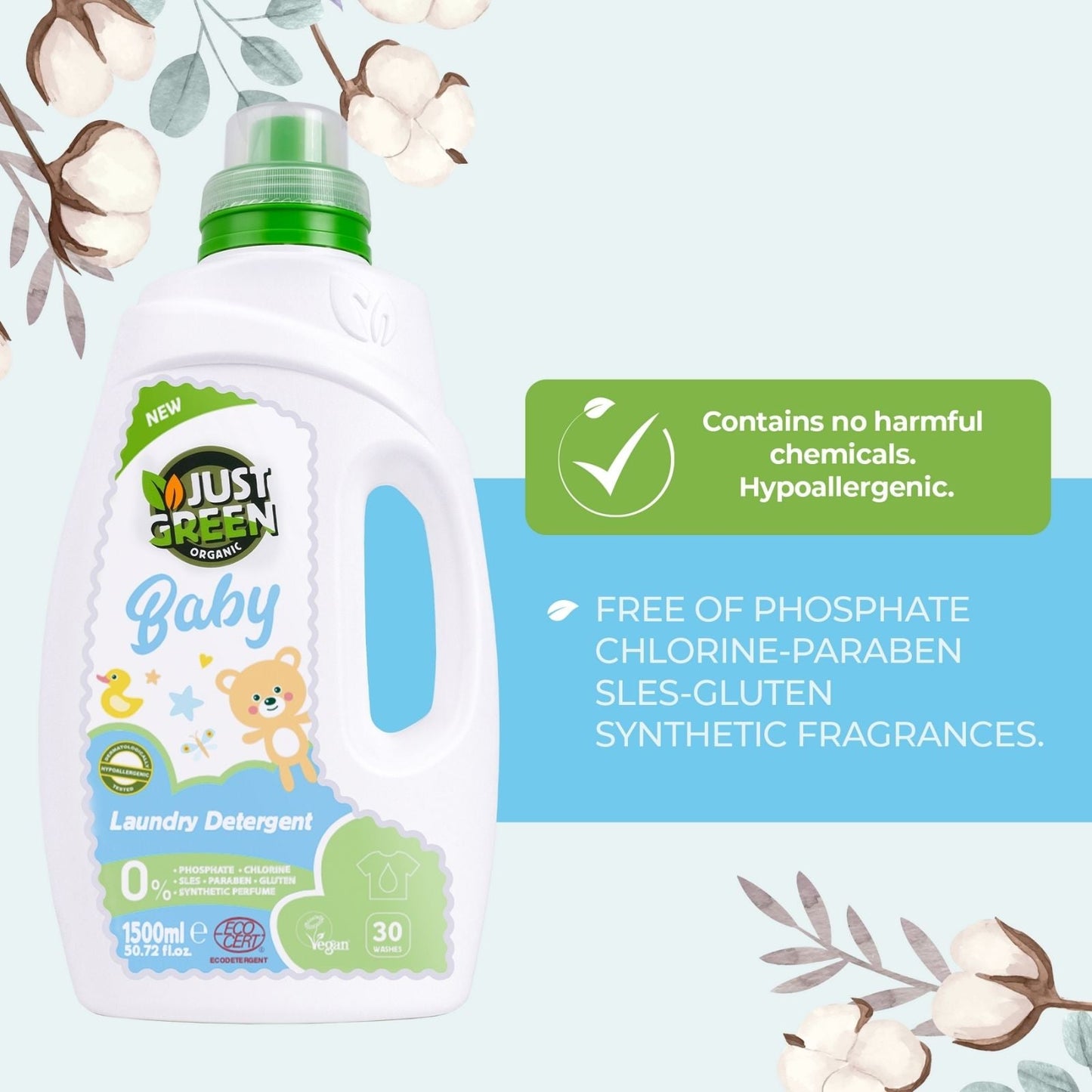 Just Green Organic Baby Laundry Liquid 1500ml