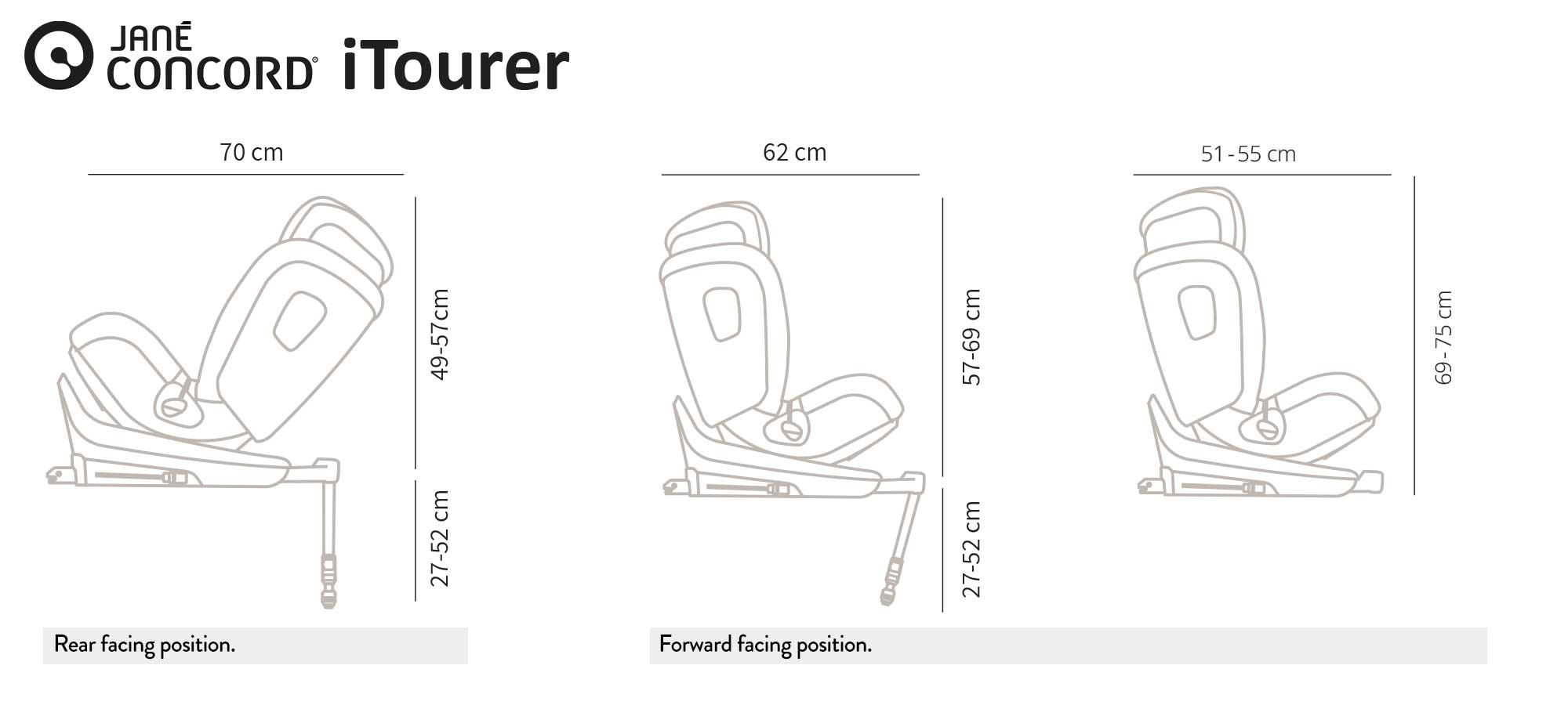 Jane iTourer Rotating i-Size ERF Car Seat, 40-125cm, 0-7 Years