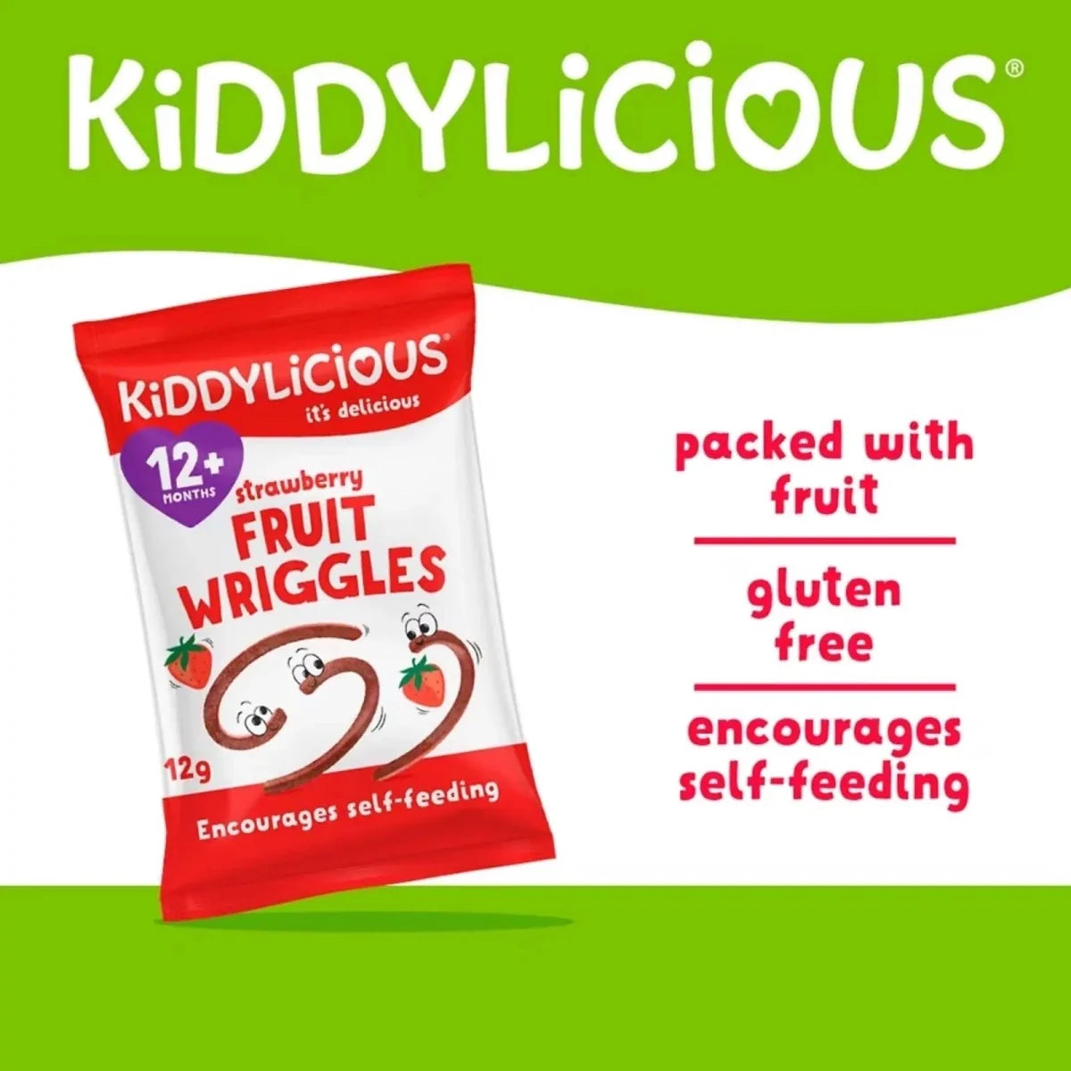 Kiddylicious Strawberry Fruit Wriggles 12+ months 12g