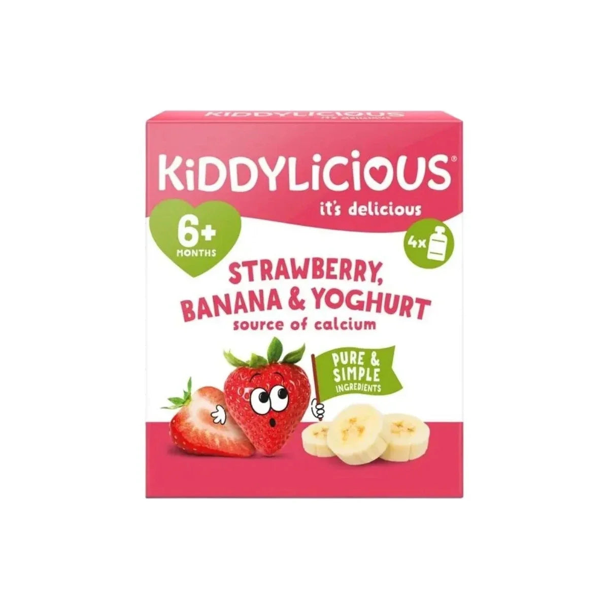 Kiddylicious Strawberry Yogurt 6+ months 400g (4x100g)