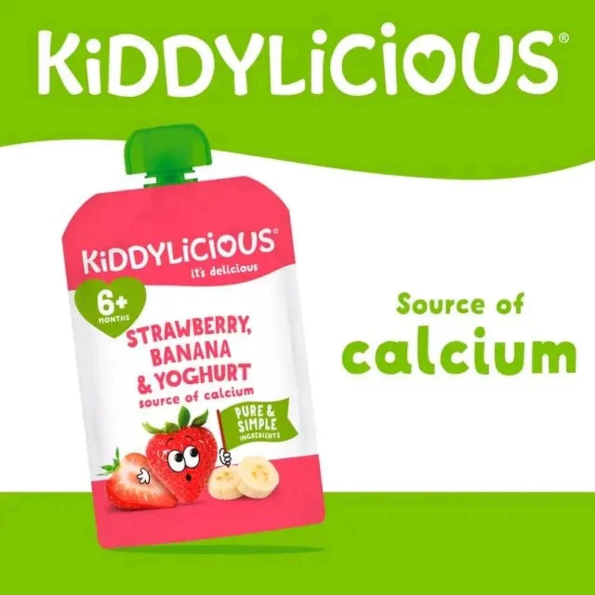 Kiddylicious Strawberry Yogurt 6+ months 400g (4x100g)