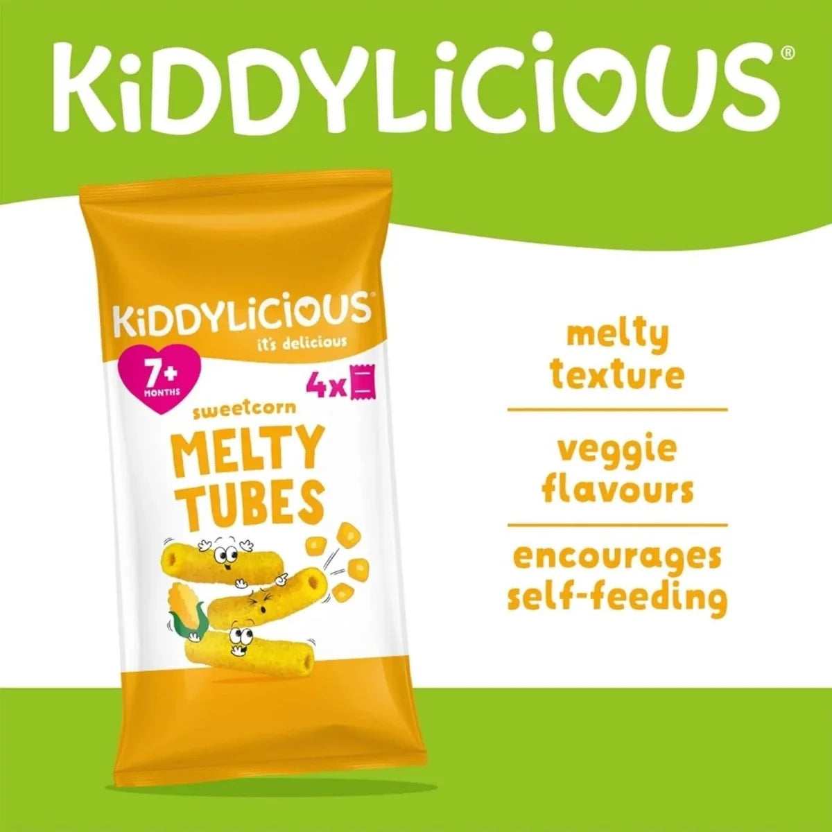 Kiddylicious Sweetcorn Melty Tubes 7+ months 400g (10x4g)
