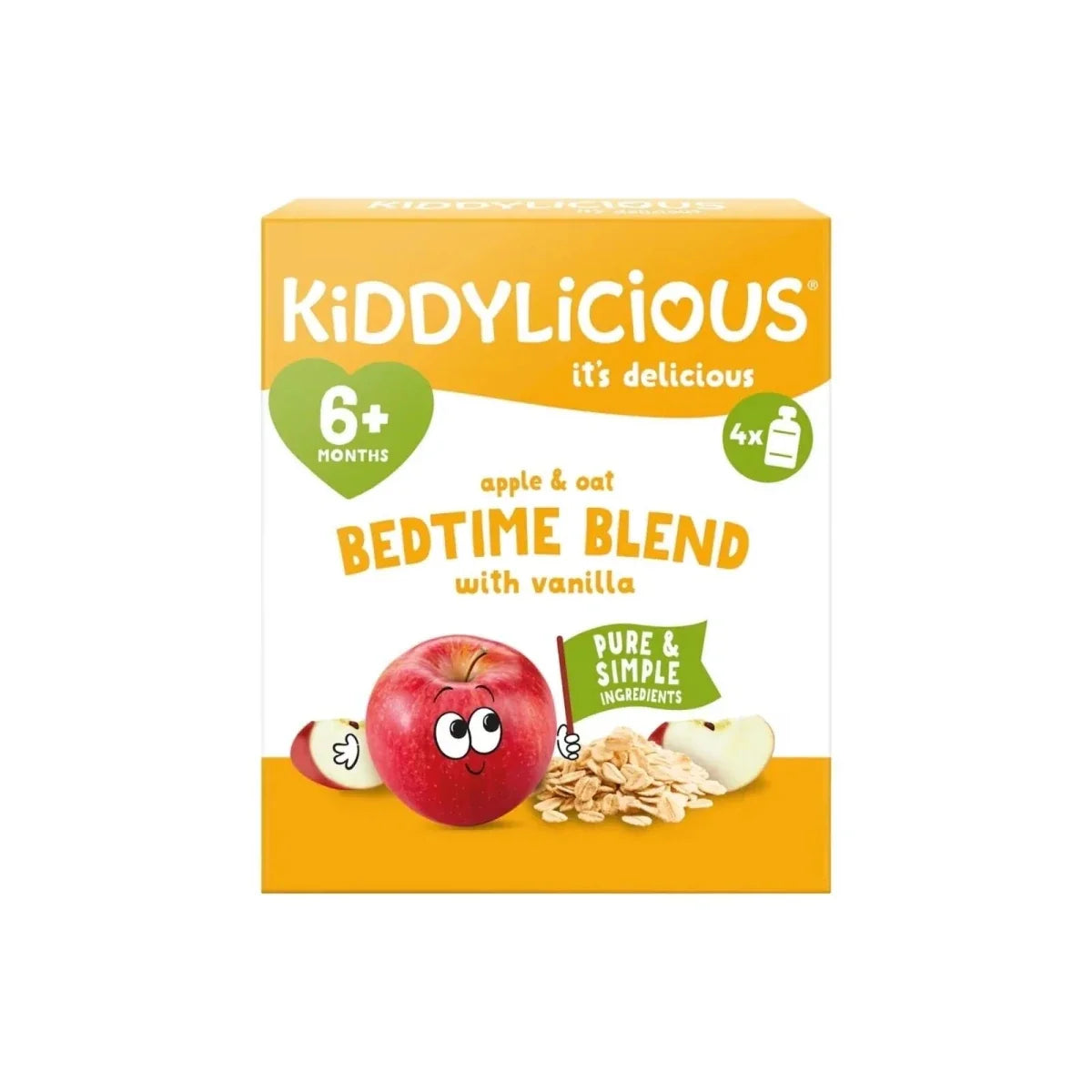 Kiddylicious Bedtime Blend Apple Oat 6+ months 400g (4x100g)