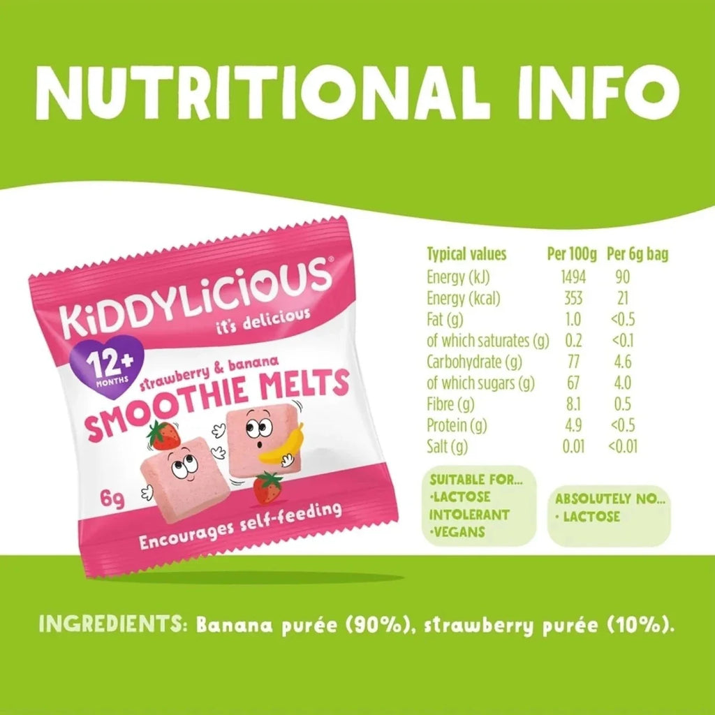 Kiddylicious Strawberry & Banana Smoothie Melts 12+ months 6g