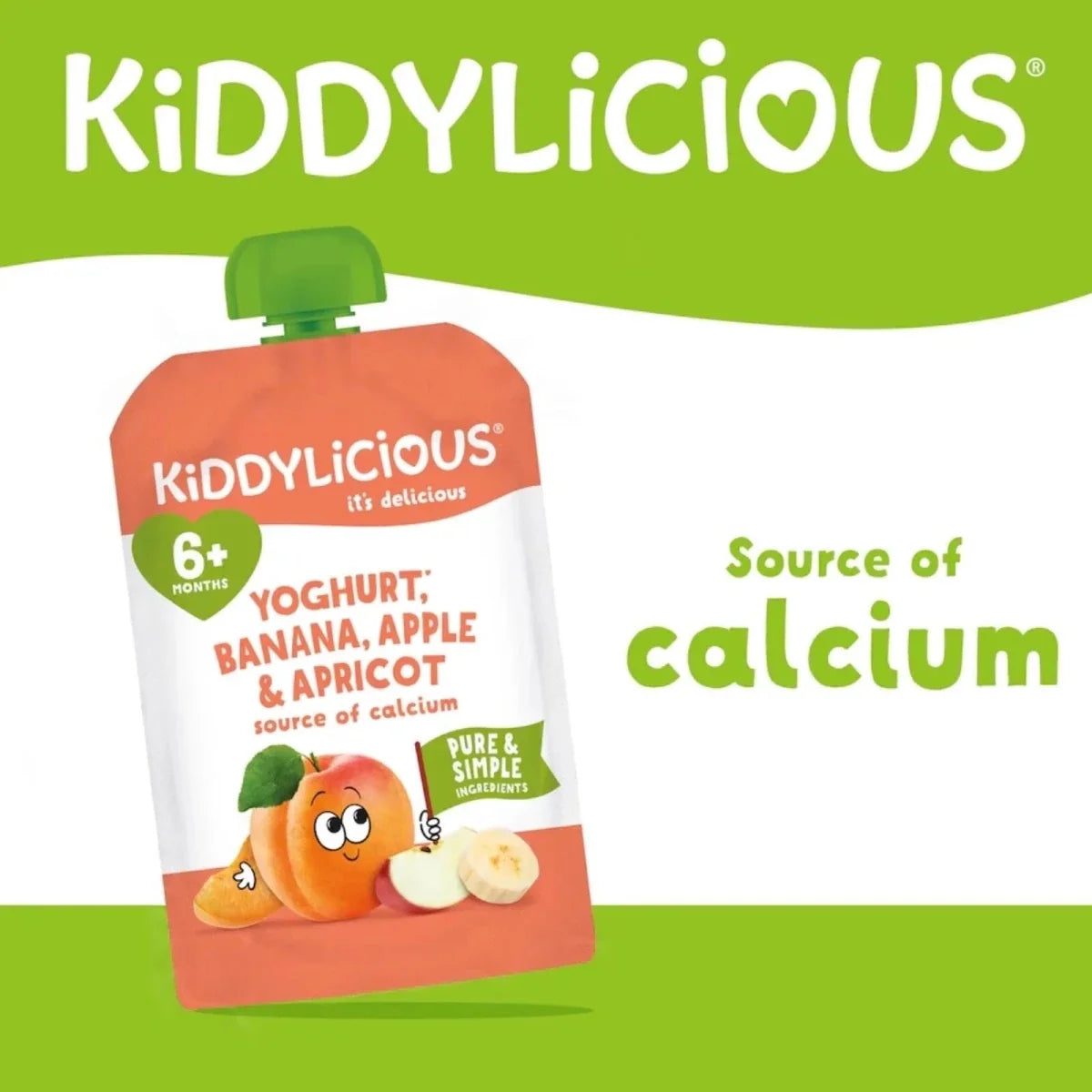 Kiddylicious Pouches Yogurt, Banana, Apple & Apricot 6+ months 100g