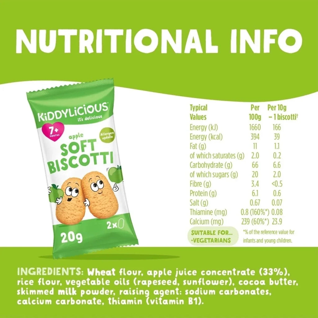 Kiddylicious Apple Biscotti 7+ months 120g (6x20g)