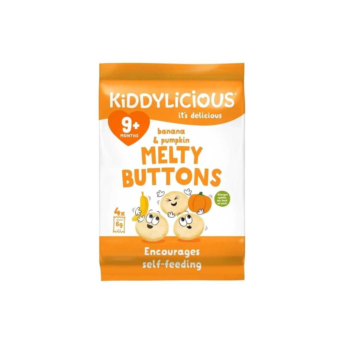 Kiddylicious Banana & Pumpkin Melty Buttons 9+ months 30g (5x6g)