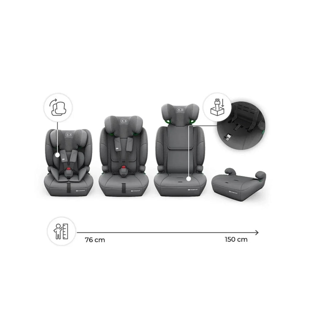 Kinderkraft Comfort Up 2 Plus Group 1/2/3 i-Size Car Seat - Grey