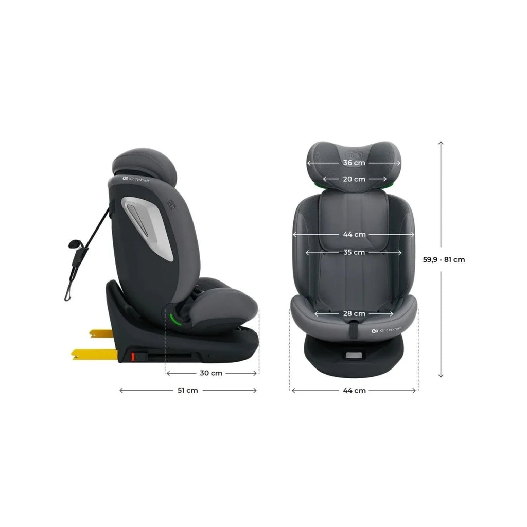 Kinderkraft I-Grow 2 Plus Group 0+/1/2/3 i-Size Car Seat - Grey
