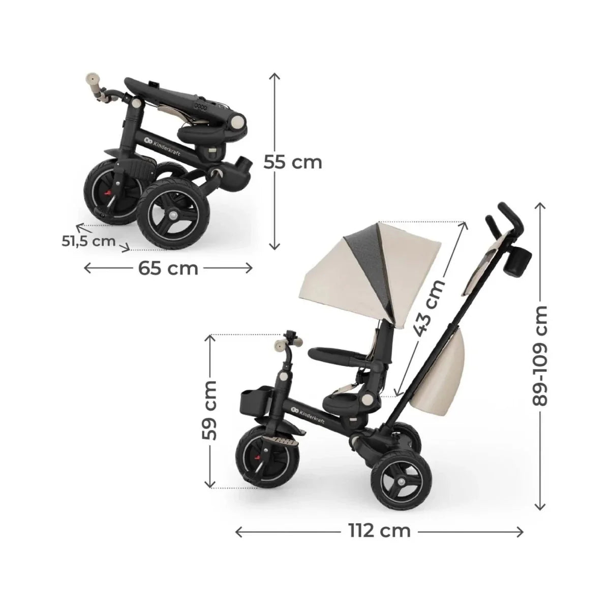 Kinderkraft Spinstep 2 Plus Tricycle - Beige