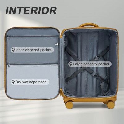 Kono 20 Inch Lightweight Soft Shell Carry-On Cabin Size Suitcase With TSA Lock And Separate Wet/Dry Compartment - Little Lug