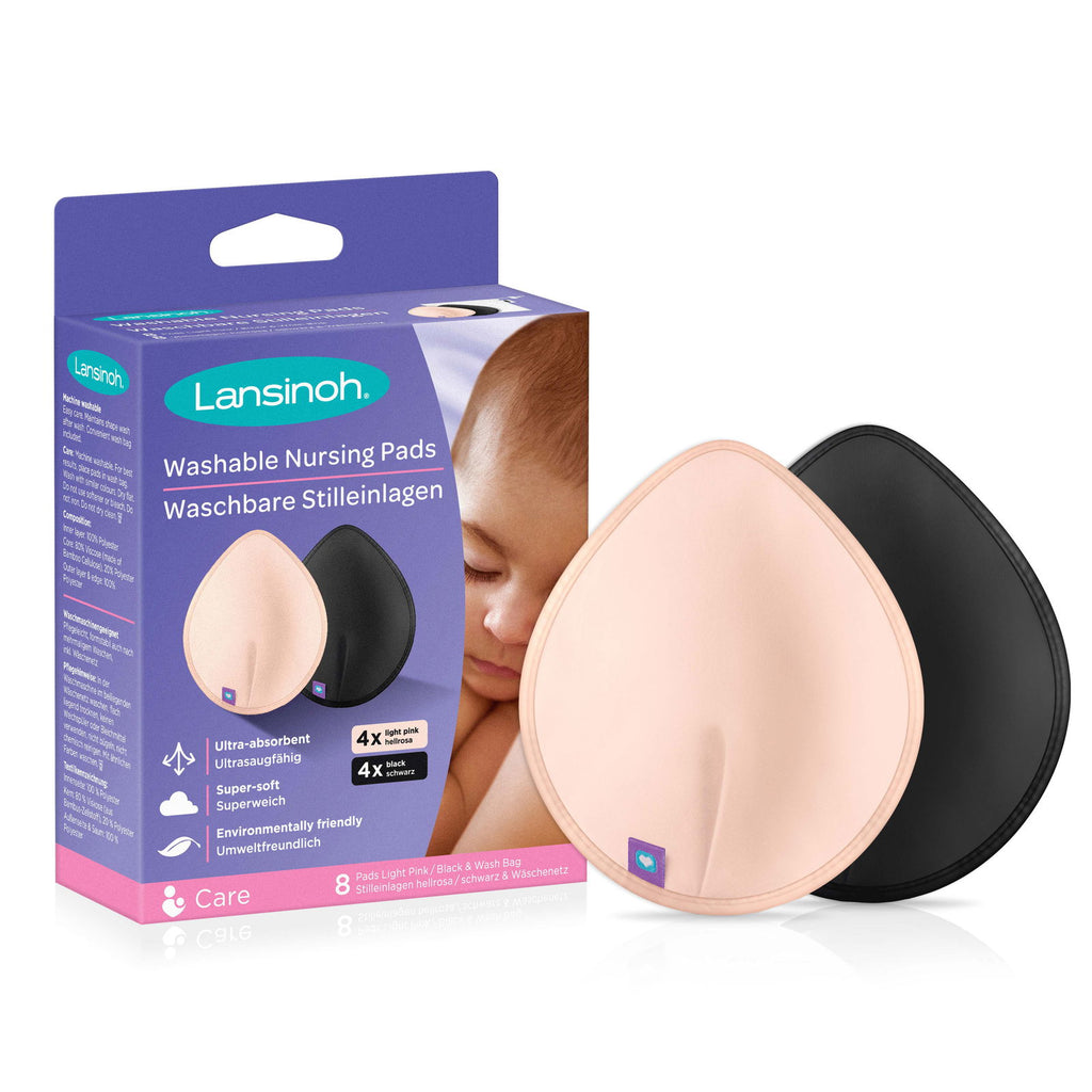 Lansinoh Washable Nursing Pads - Pink & Black (Pack of 8) - Little Lug