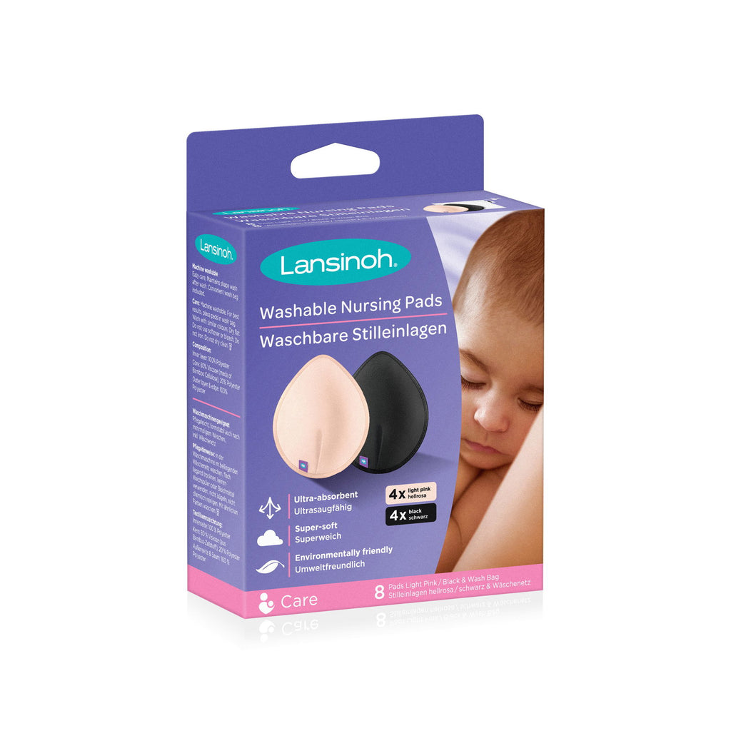 Lansinoh Washable Nursing Pads - Pink & Black (Pack of 8) - Little Lug
