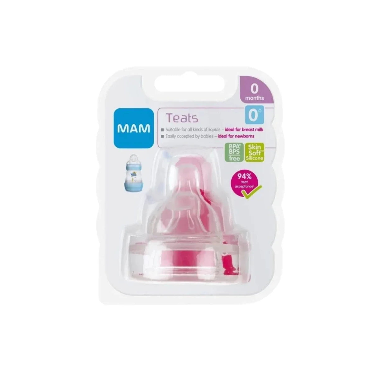 MAM SkinSoft Silicone Teat 0+ months Pack of 2