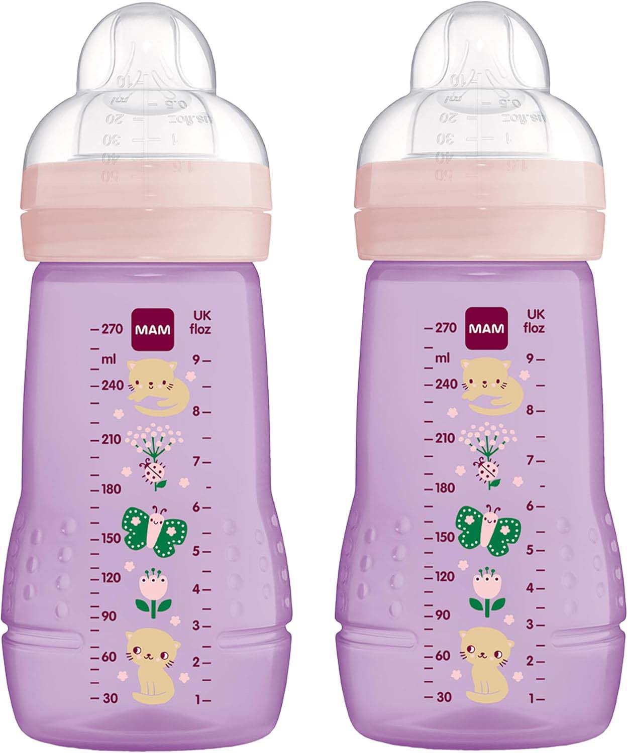 MAM Easy Active Bottle 270mls - Pink (Pack of 2) - Little Lug