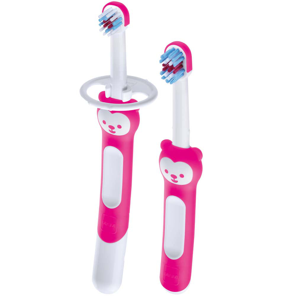 MAM Oral Care Learn To Brush Set With Safety Shield (Abailable in Pink/Blue) - Little Lug