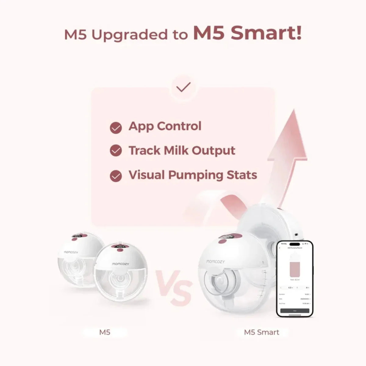 Momcozy M5 Smart Wearable Electric Breast Pump Double - Gray
