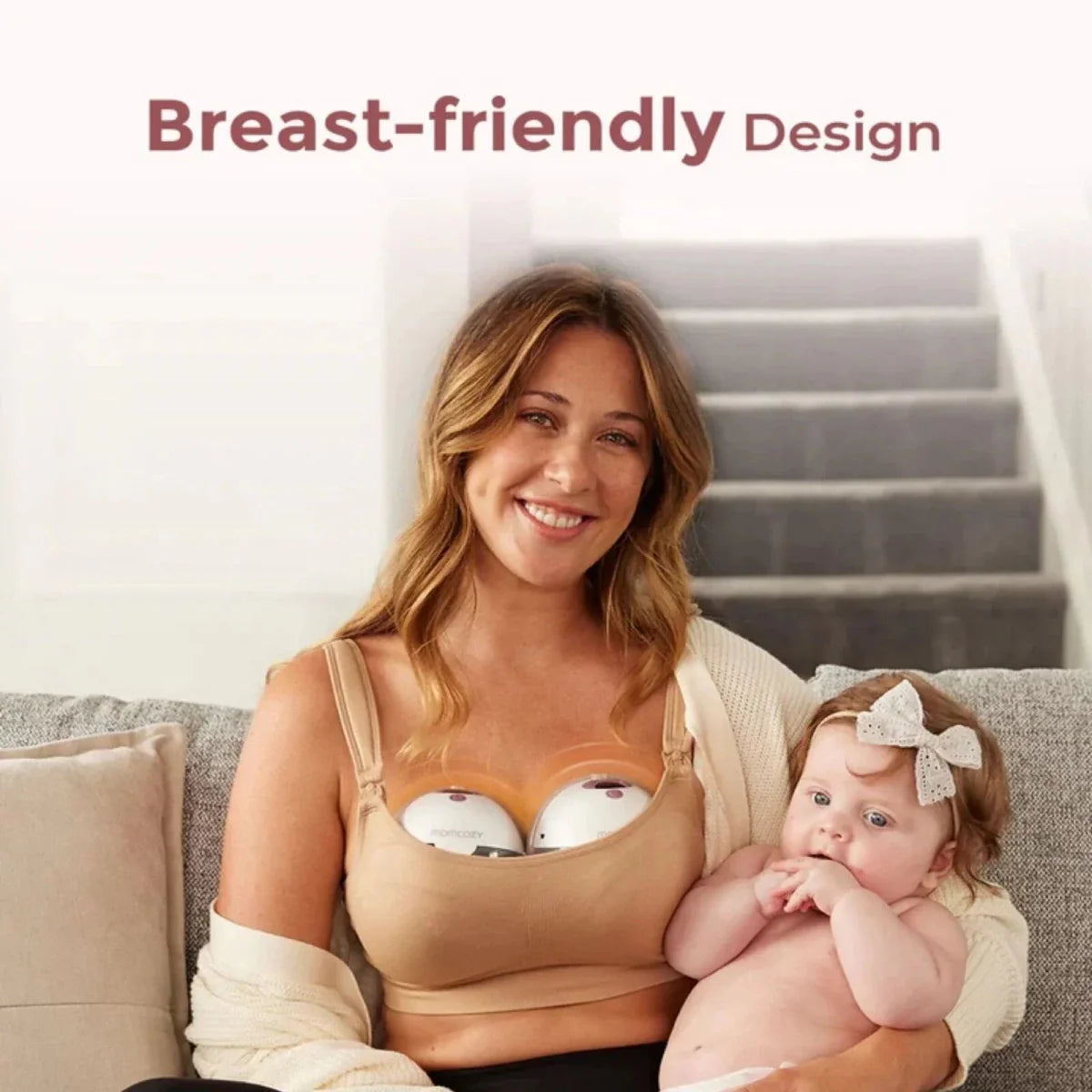 Momcozy M5 Smart Wearable Electric Breast Pump Double - Gray