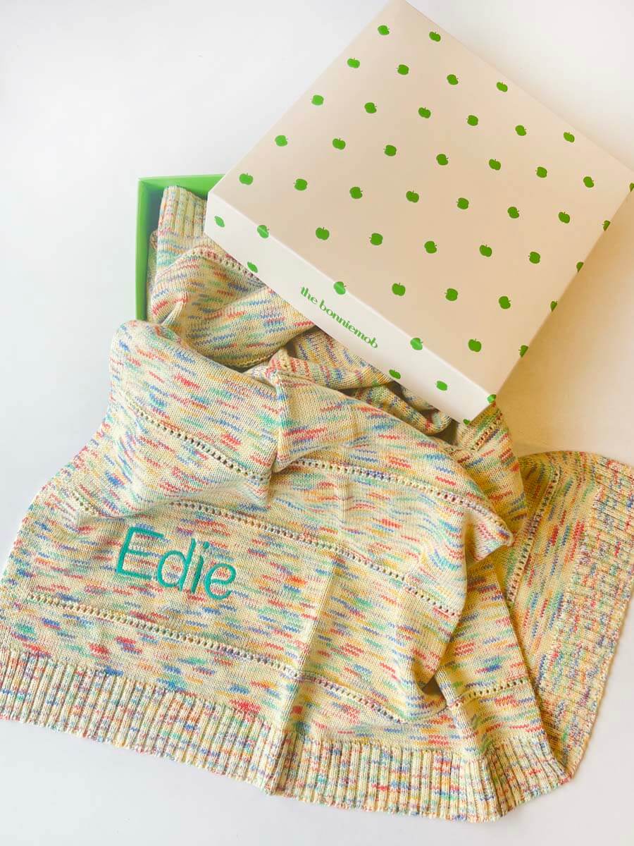 Personalised Knitted Baby Blanket, Space Dye - Merry