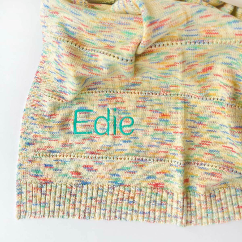 Personalised Space-Dye Organic Cotton Knitted Baby Blanket