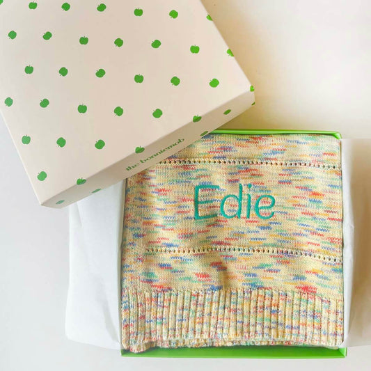 Personalised Knitted Baby Blanket, Space Dye - Merry