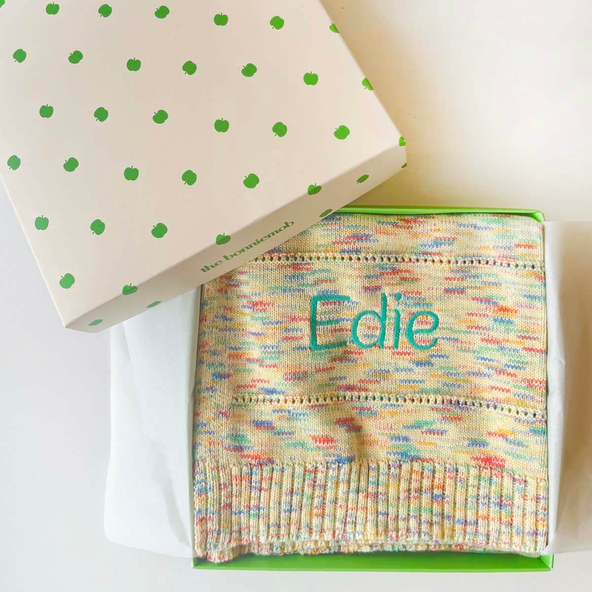Personalised Space-Dye Organic Cotton Knitted Baby Blanket
