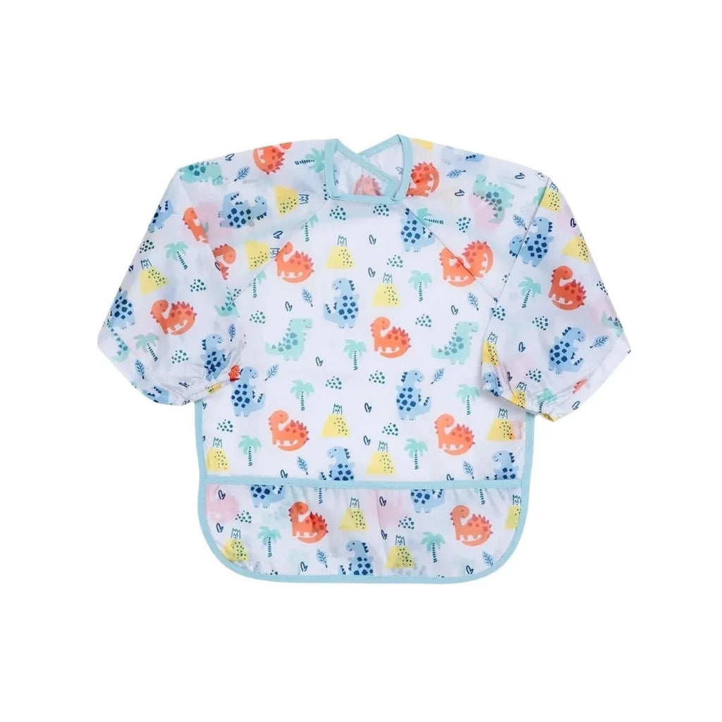 Messy Duck Long Sleeve Baby Coverall Bib - Dinosaur