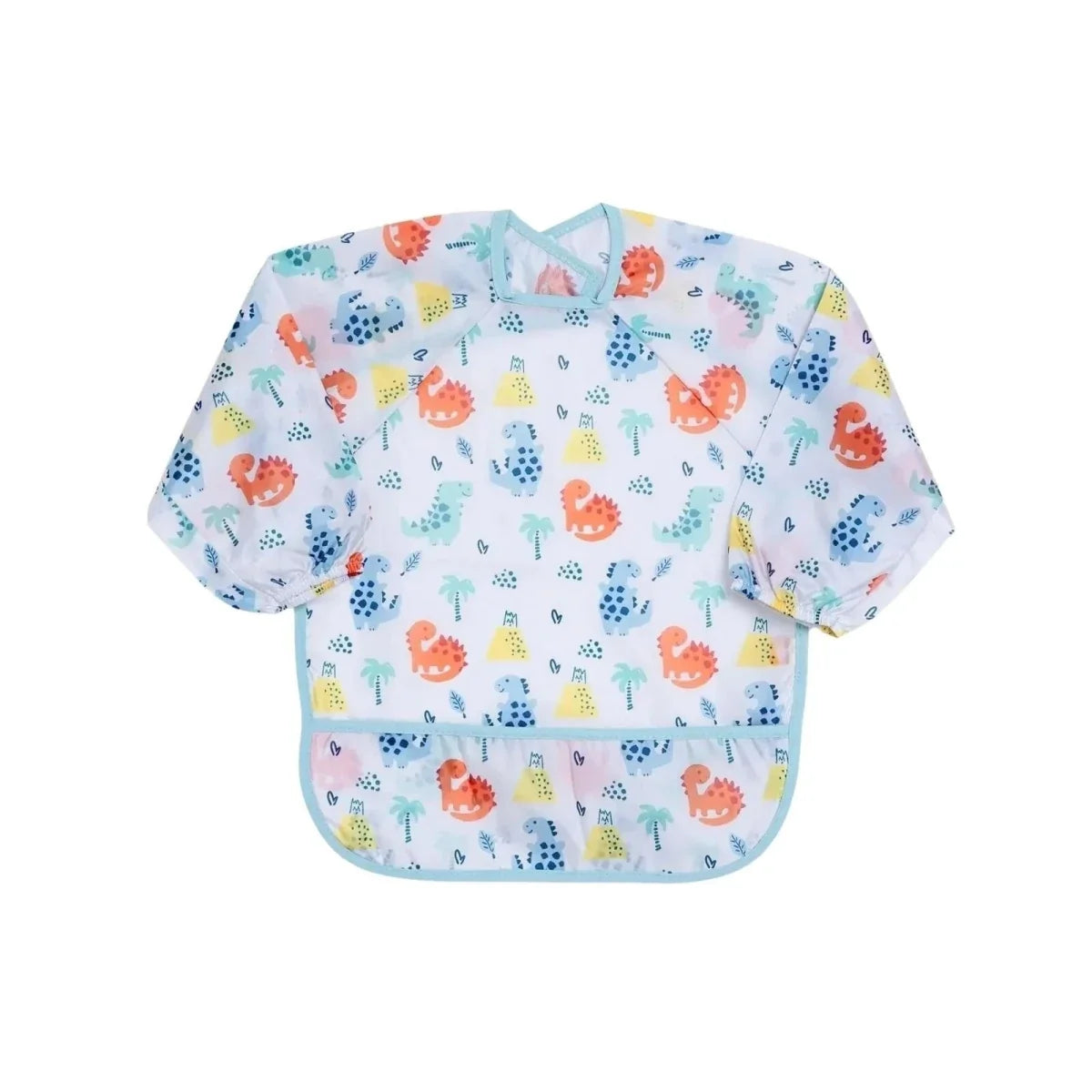 Messy Duck Long Sleeve Baby Coverall Bib - Dinosaur