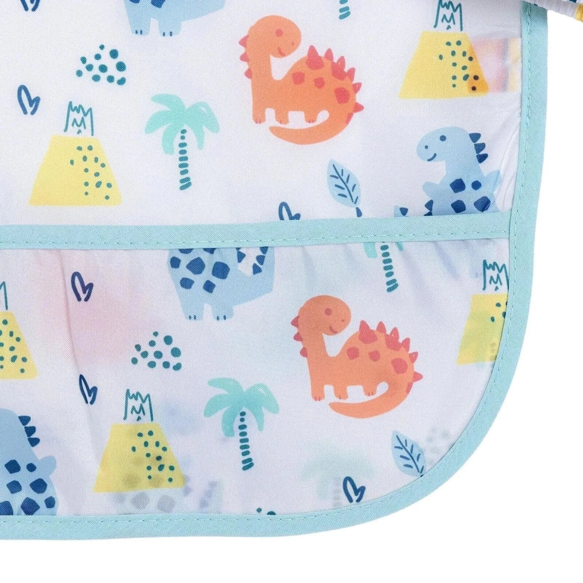 Messy Duck Long Sleeve Baby Coverall Bib - Dinosaur