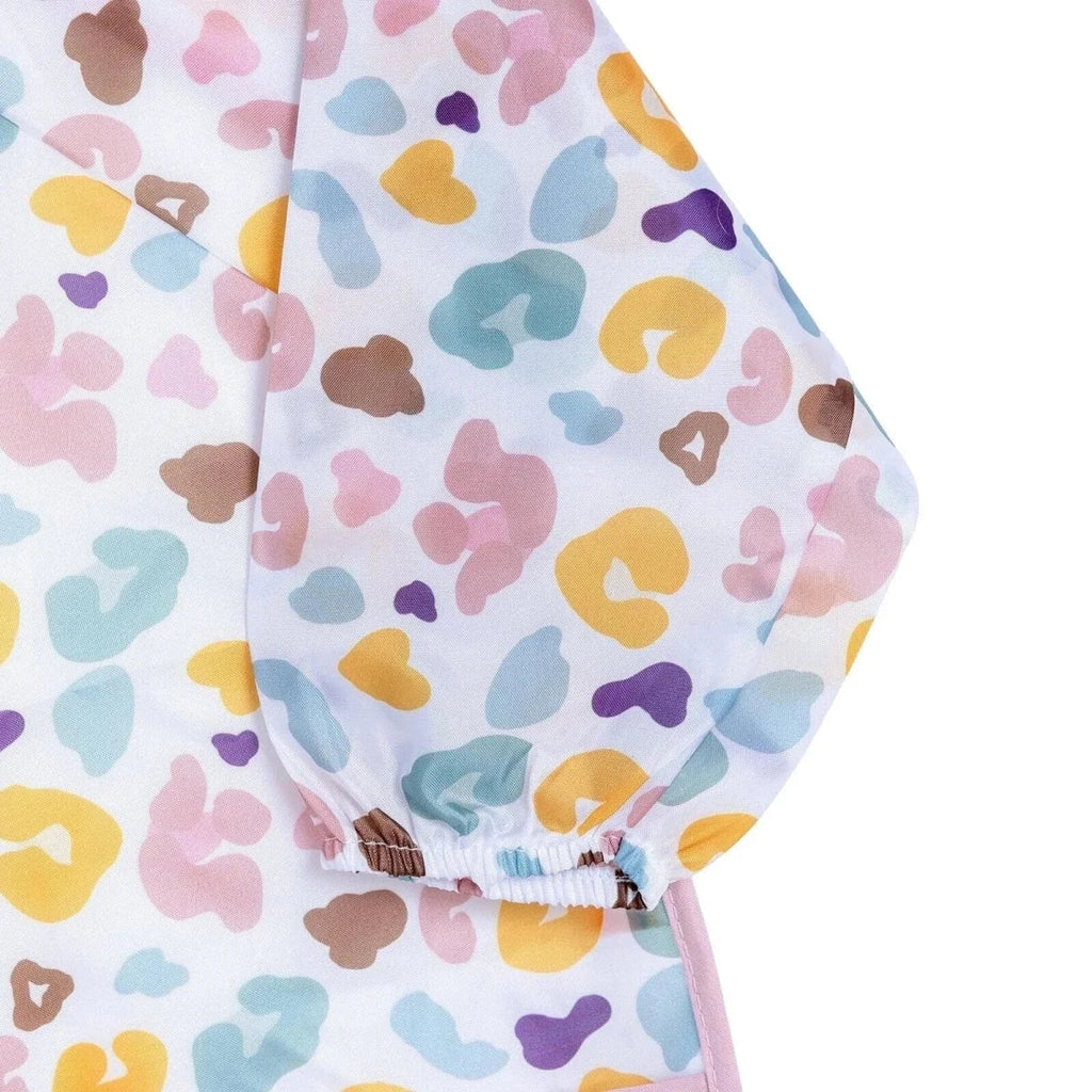 Messy Duck Long Sleeve Baby Coverall Bib - Leopard