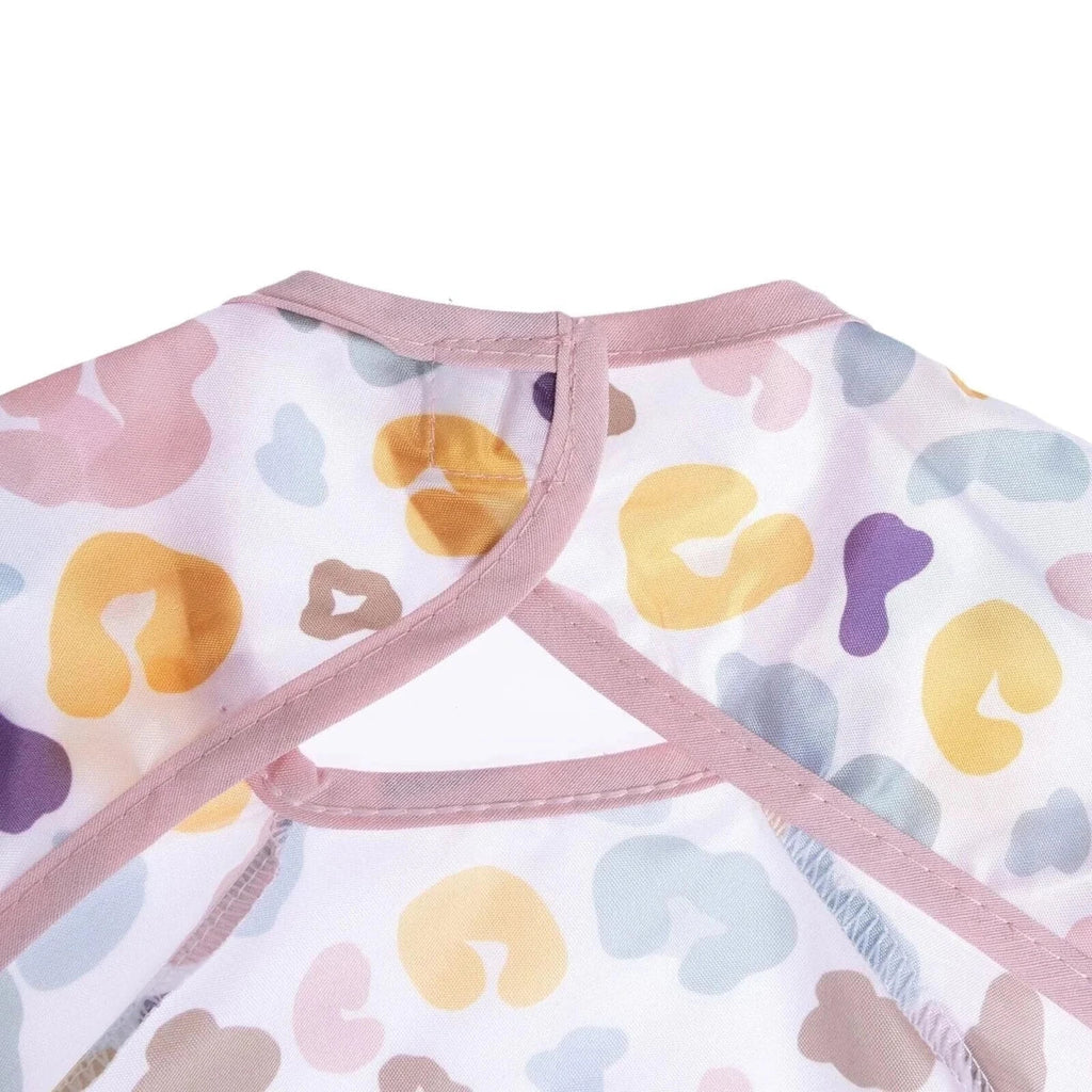 Messy Duck Long Sleeve Baby Coverall Bib - Leopard