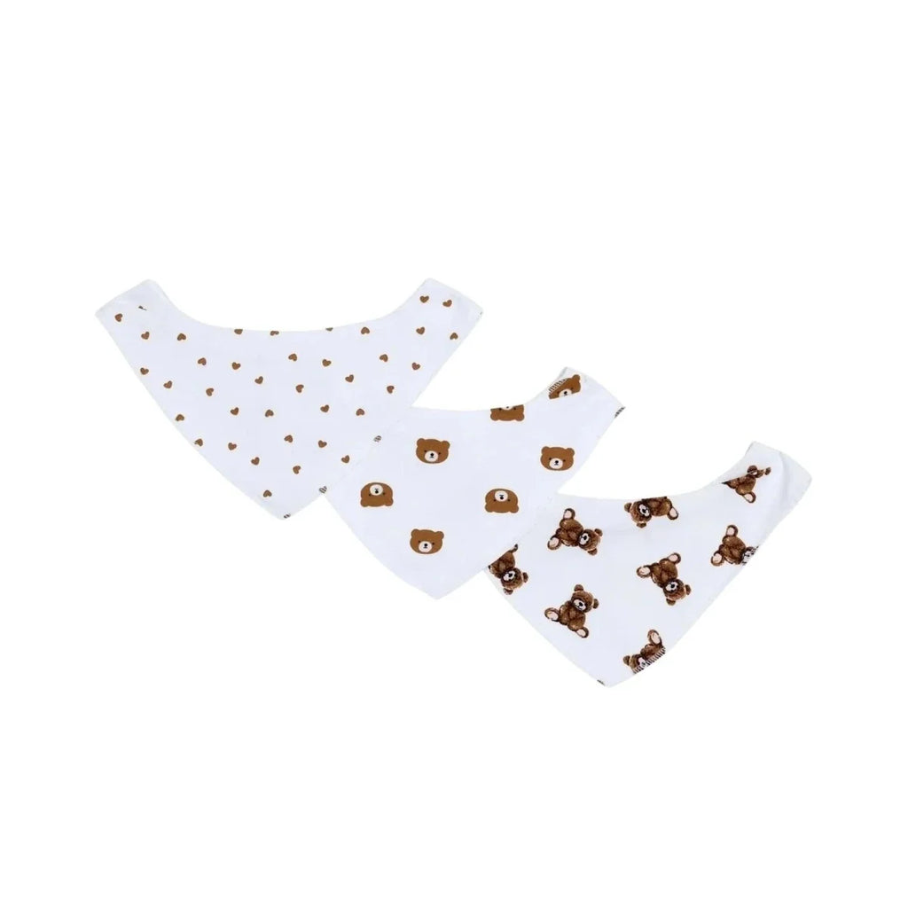 Messy Duck Cotton Bandana Bibs Pack of 3 - Teddy Bear