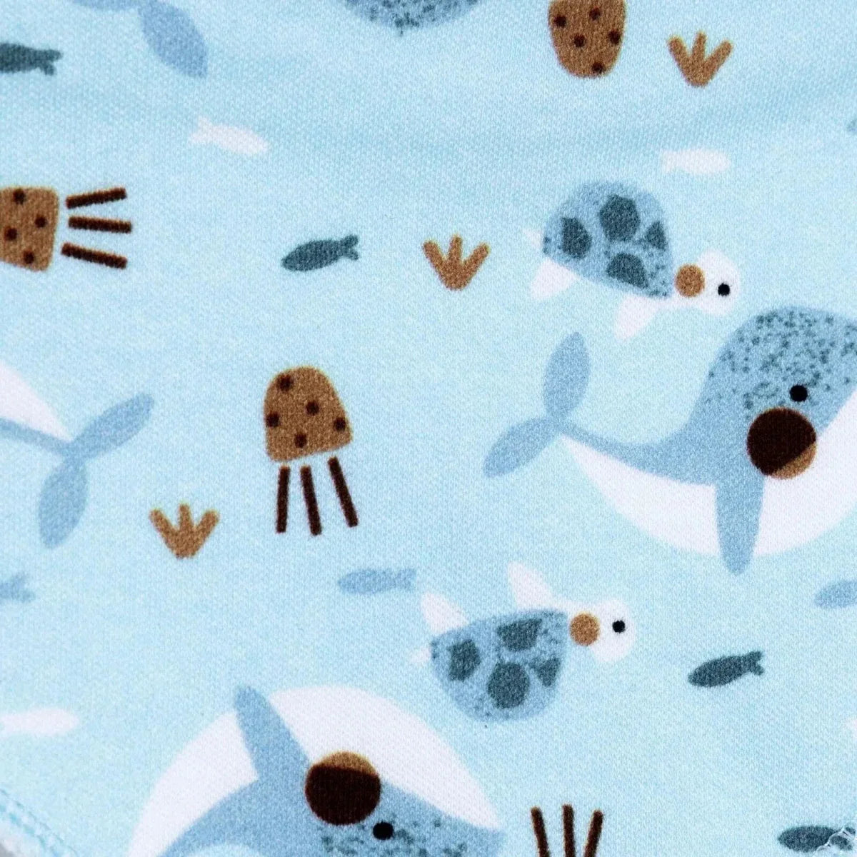 Messy Duck Printed Cotton Baby Bib Pack of 2 - Dolphin