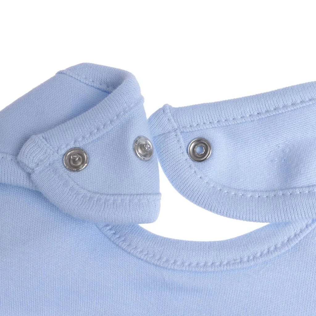 Messy Duck Embroidered Cotton Baby Bib with Ears - Blue