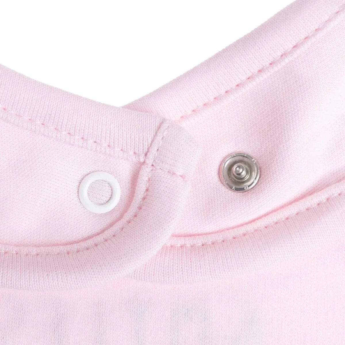 Messy Duck Embroidered Cotton Baby Bib with Ears - Pink