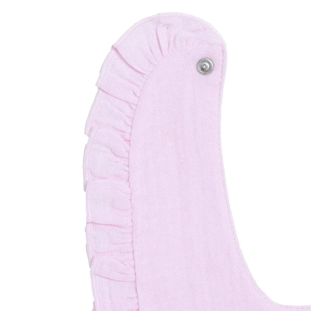 Messy Duck Frilled Muslin Baby Bib - Baby Pink