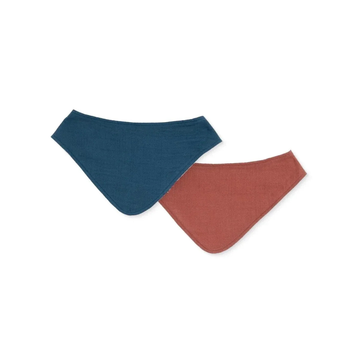 Messy Duck Bandana Baby Bib Pack of 2 - Terracotta & Deep Navy
