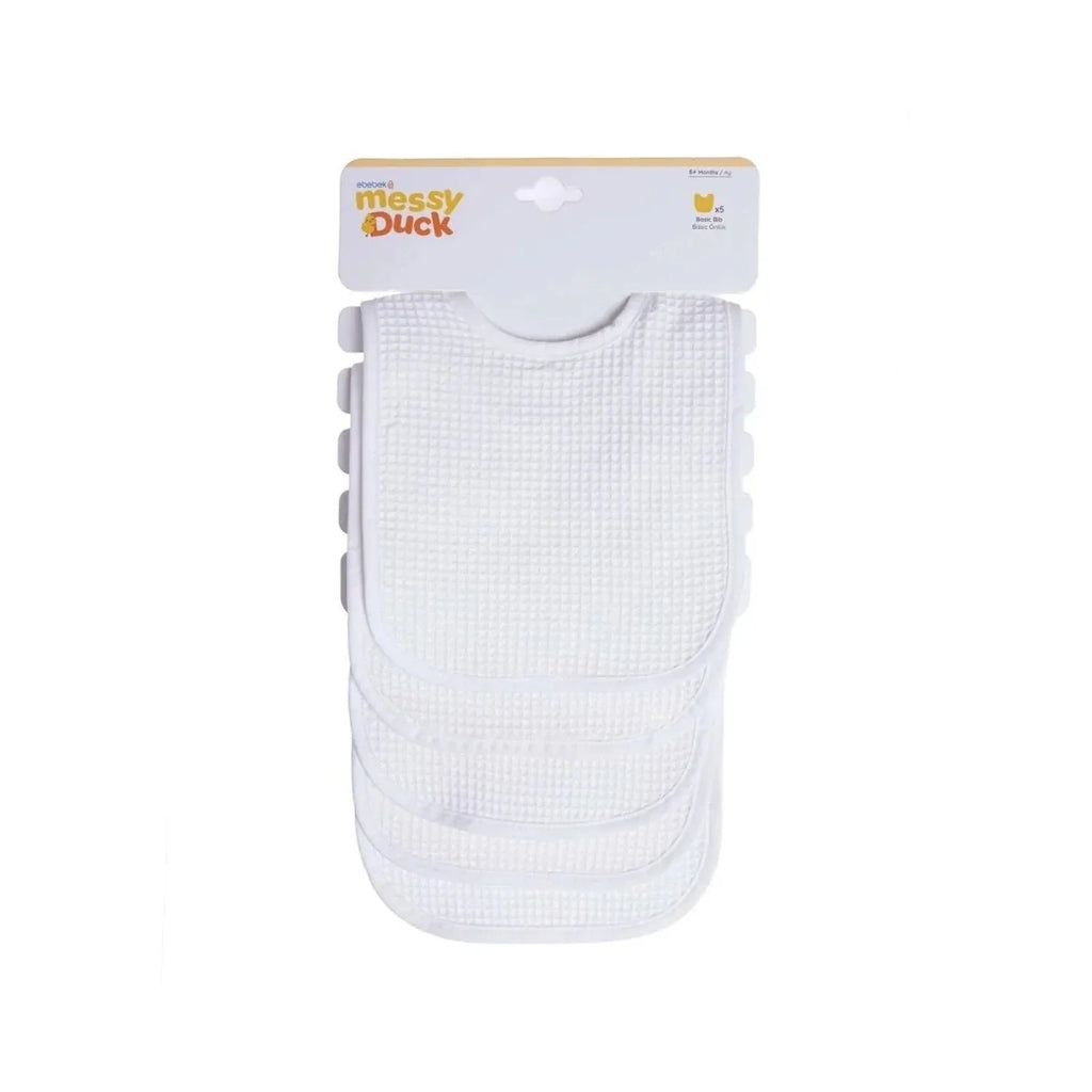 Messy Duck Baby Bib Pack of 5 - White
