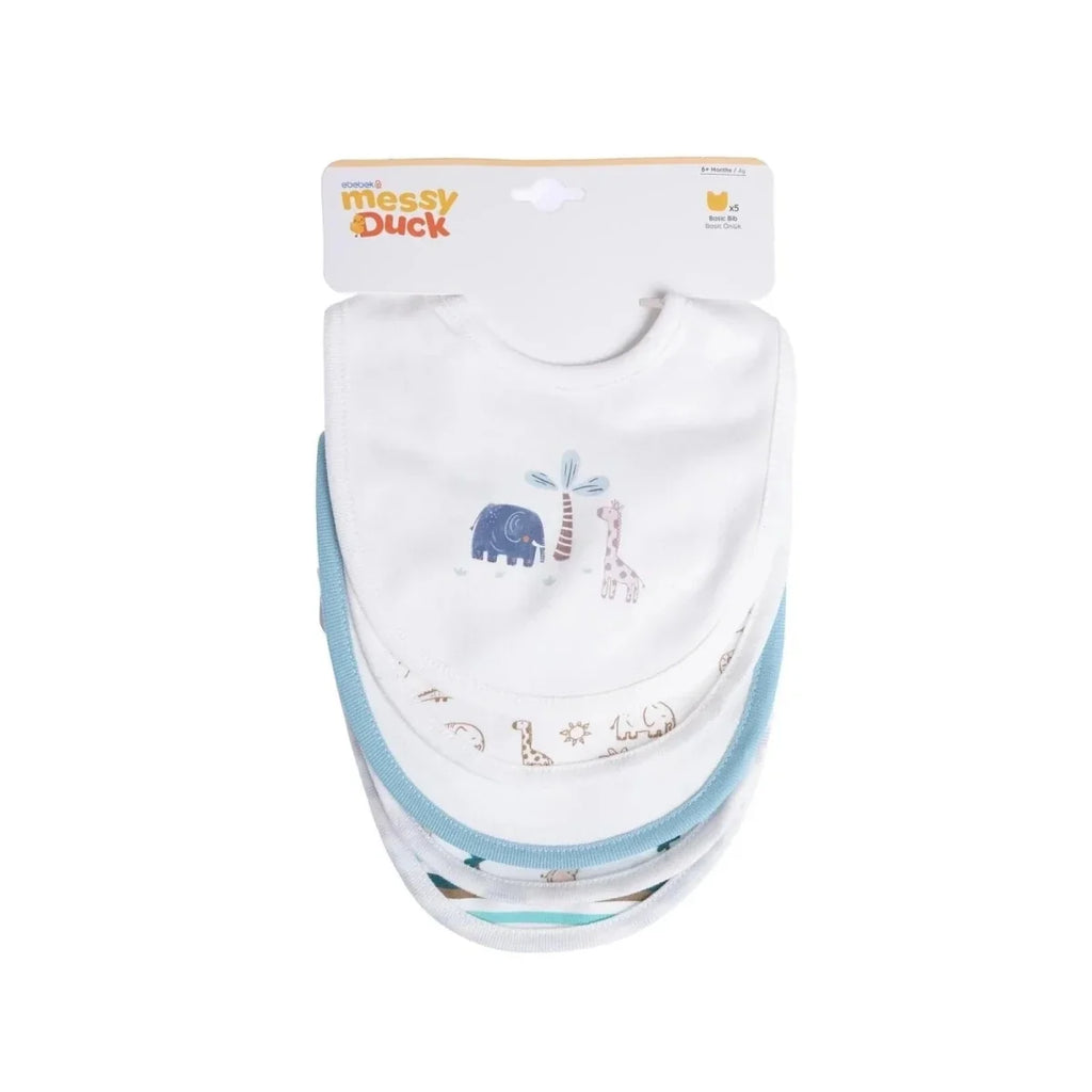 Messy Duck Printed Cotton Baby Bib Pack of 5 - Safari