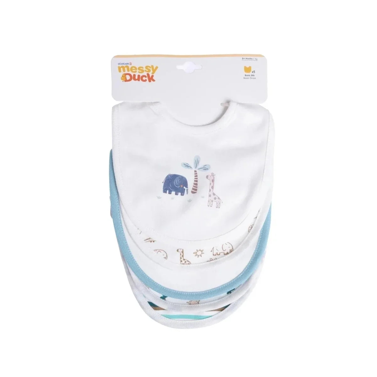 Messy Duck Printed Cotton Baby Bib Pack of 5 - Safari