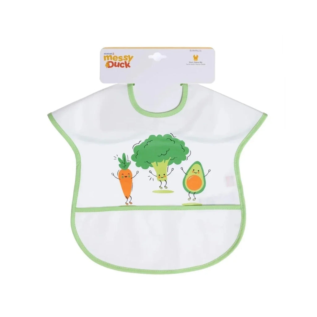 Messy Duck Wipe-Clean Short Sleeve Bib - Veggies