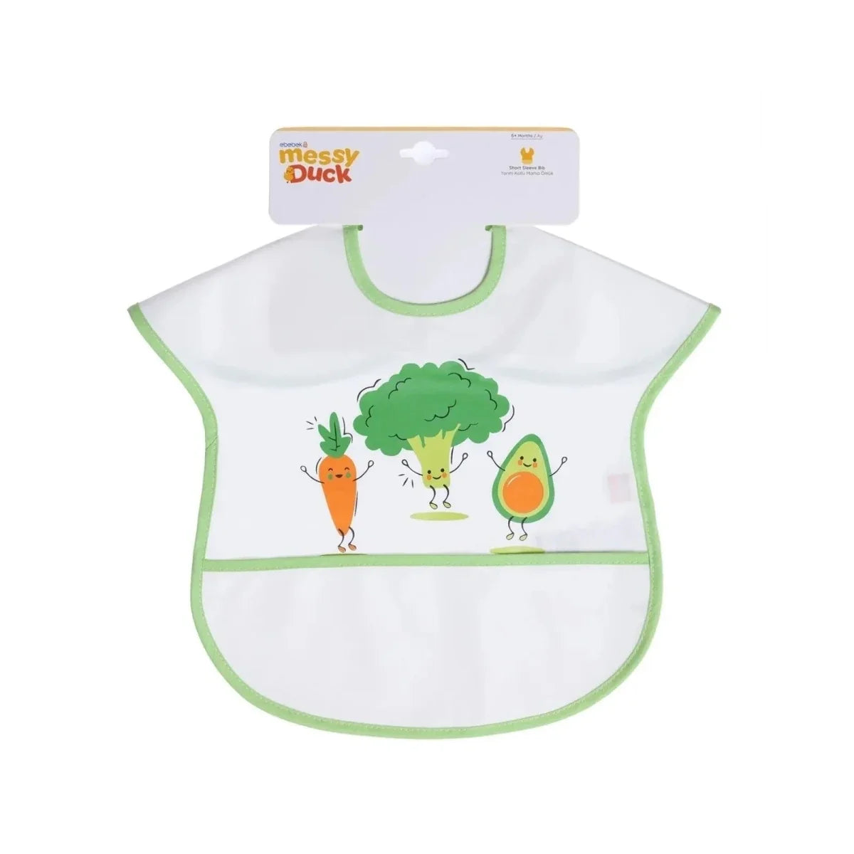 Messy Duck Wipe-Clean Short Sleeve Bib - Veggies
