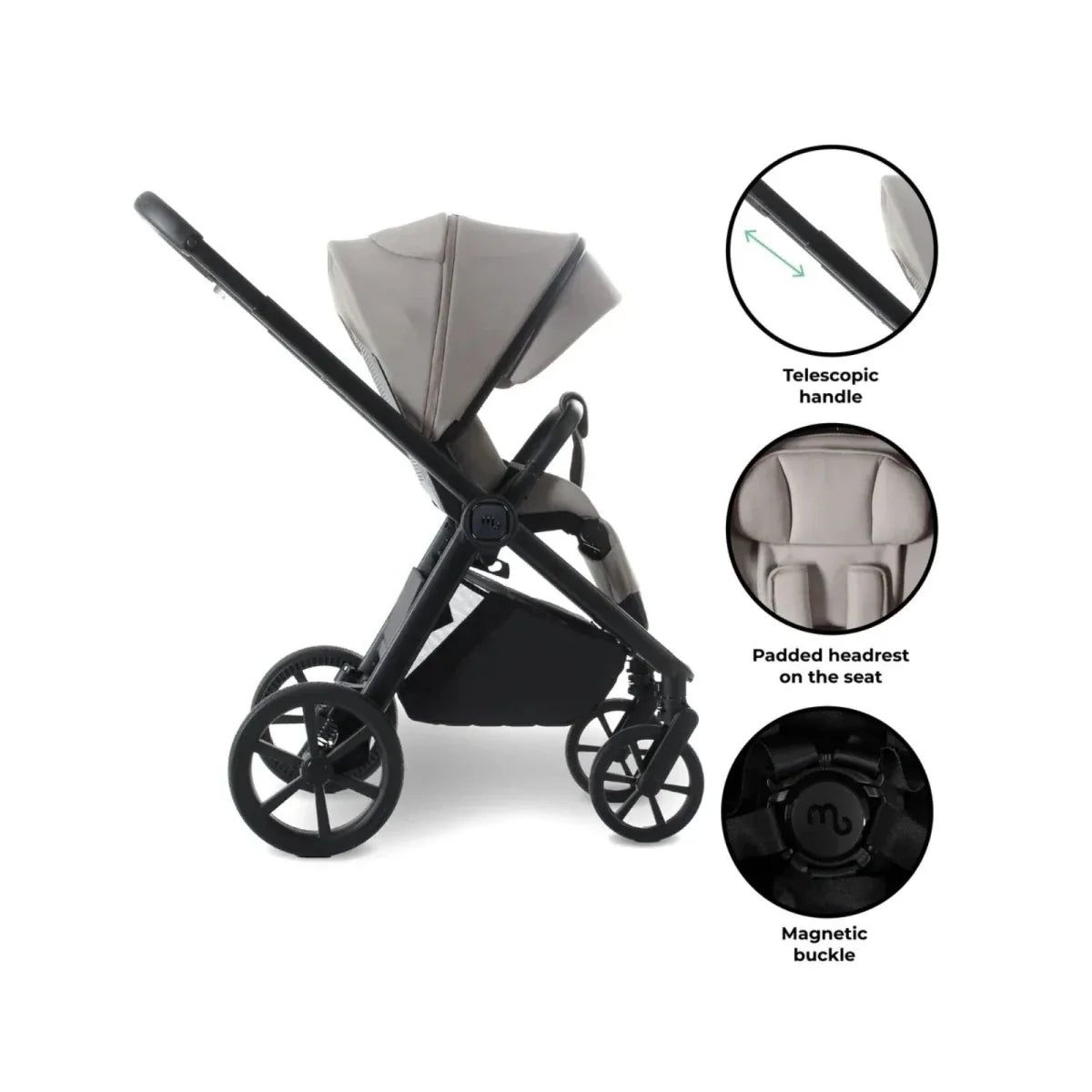 My Babiie MB450 Luxe 3-in-1 Travel System with Rotating Car Seat,Base & Toddler Seat - Mink