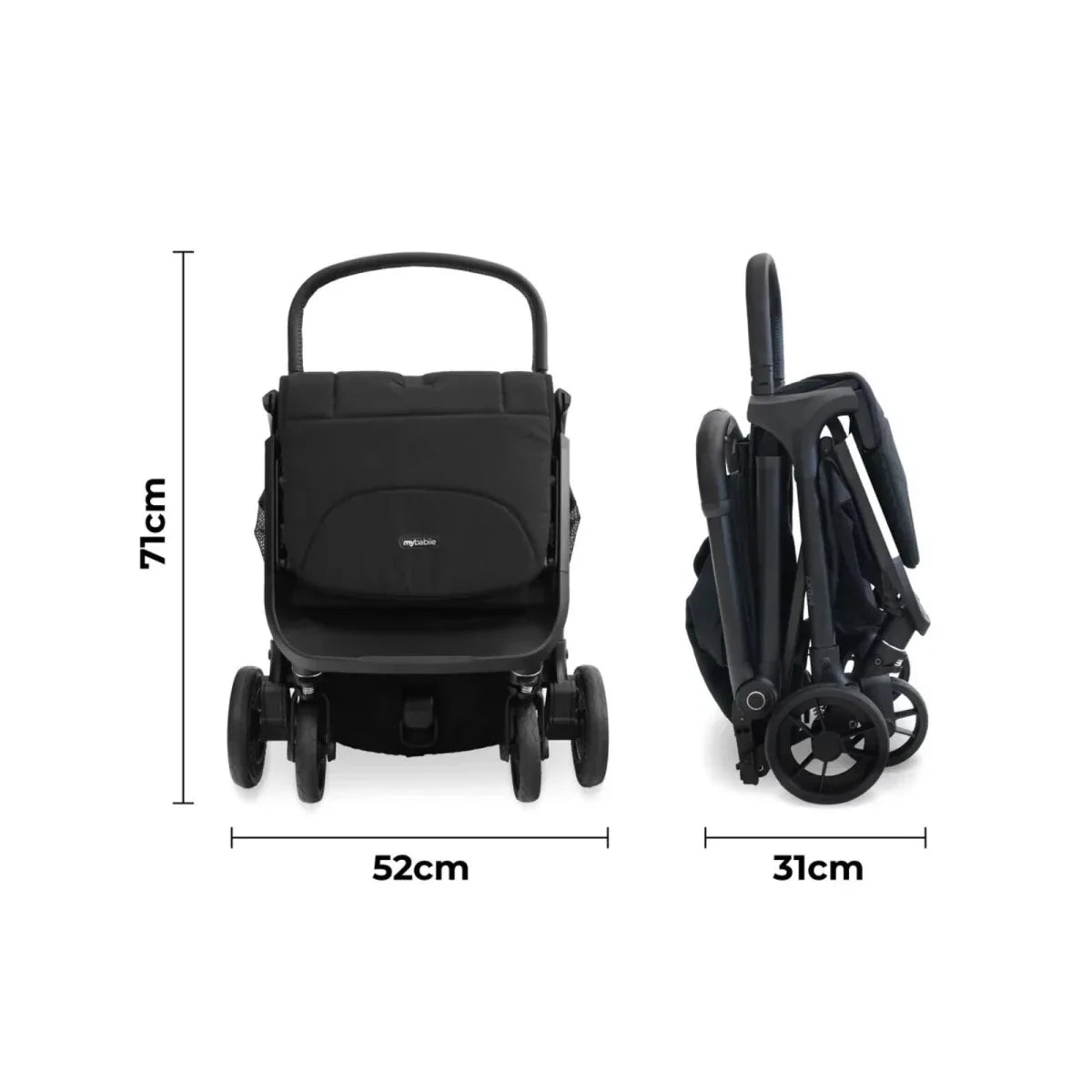My Babiie MBX7 Auto-Fold Compact Stroller - Black