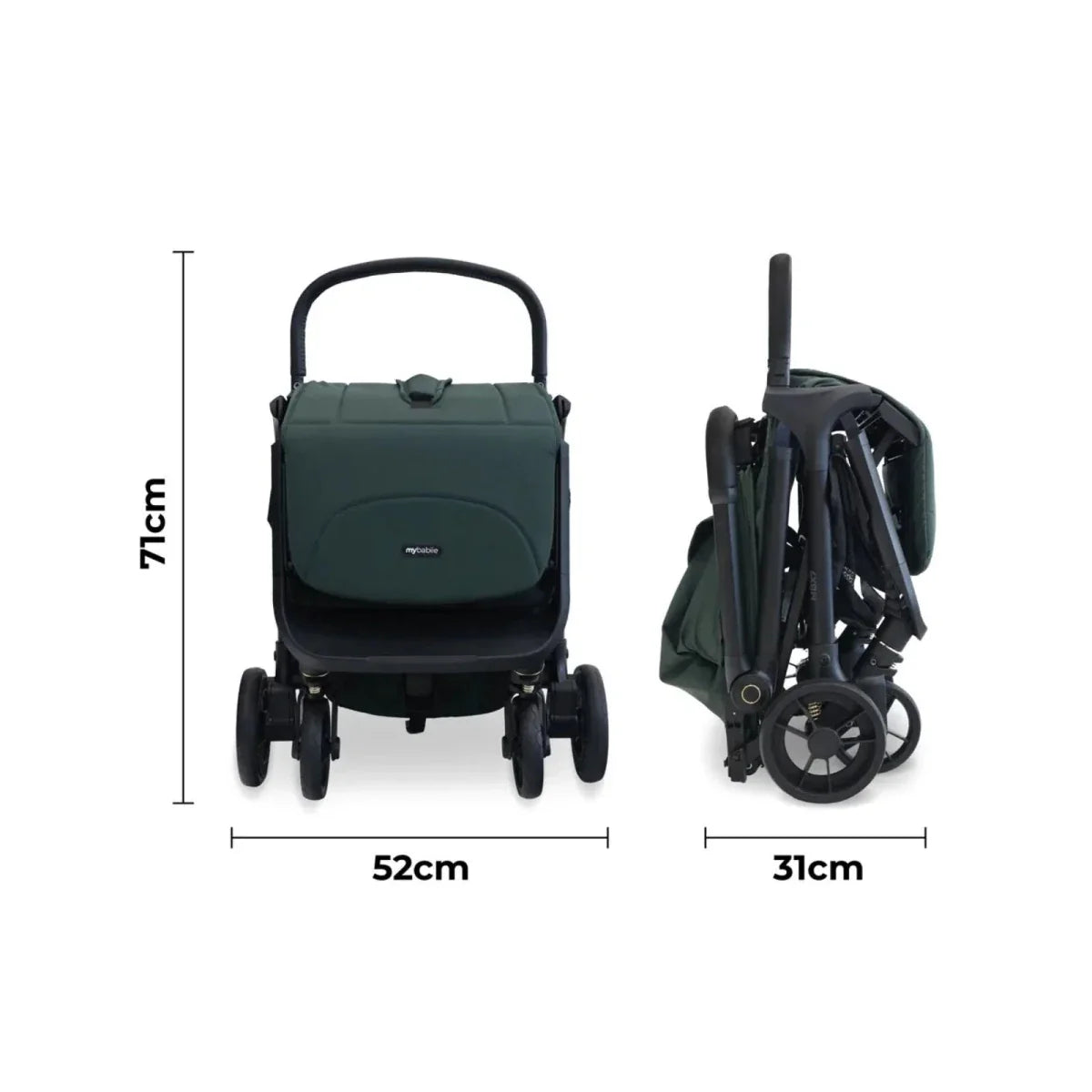 My Babiie MBX7 Auto-Fold Compact Stroller - Forest Green