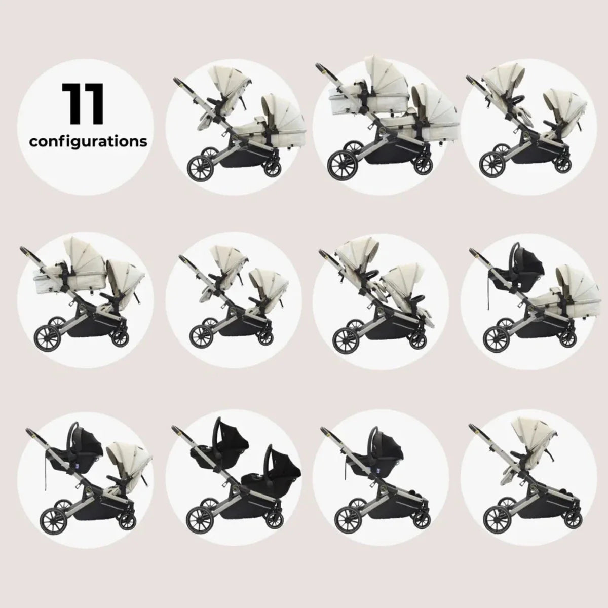 My Babiie MB33 Twin Travel System - Ivory