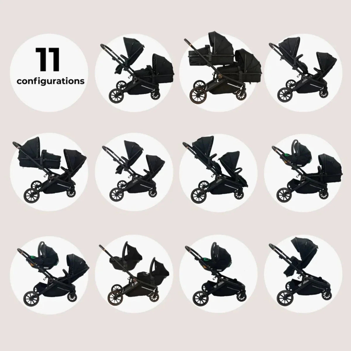 My Babiie MB33 Twin Travel System - Black Leopard